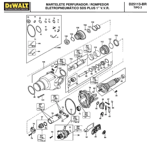 EMPUNHAD. CX ENGR. P/ MARTELETE PERFURADOR DEWALT D25113 BR - Imagem 7
